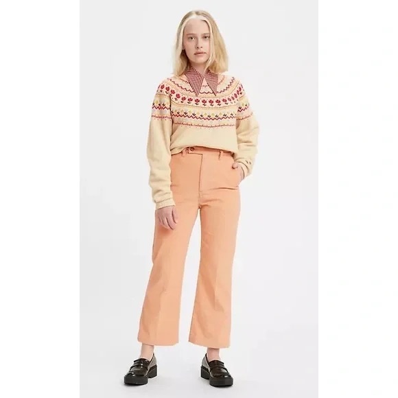Levi's Math Club Flared Corduroy Trousers in Pebble Peach Pants